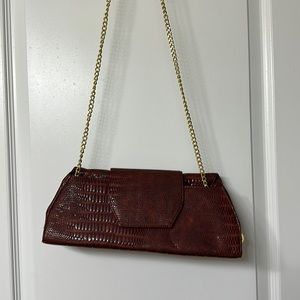 Big Buddha clutch/crossbody brown faux alligator